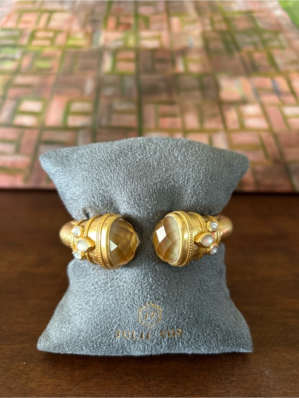 Julie Vos Gold Cuff Bracelet with Champagne -Hued Faceted Stones